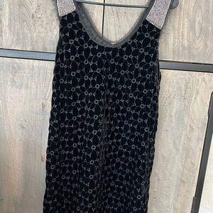 Free People Black Velvet Dress with Silver Accents
